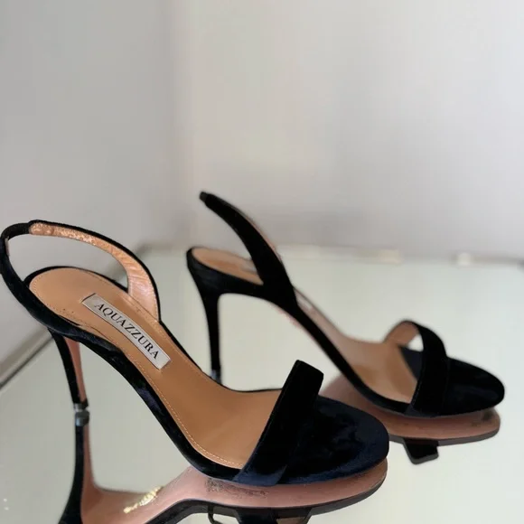 Like new Aquazzura 85mm So Nude Sandals Black Velvet 36 $695